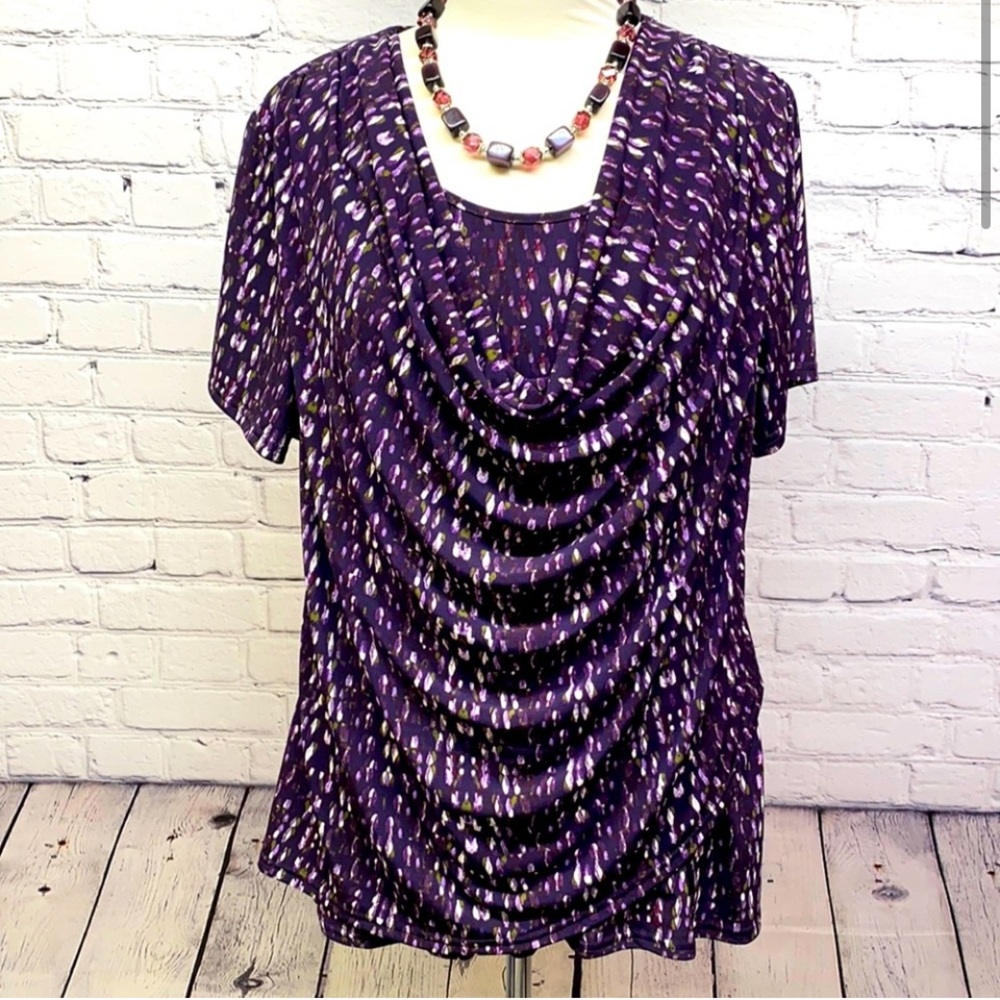 Cowl Drape Neck Dolman Sleeves Carolyn Taylor Dressy Blouse Top
